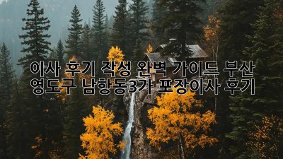 이사 후기 작성 완벽 가이드: 부산 영도구 남항동3가 포장이사 후기